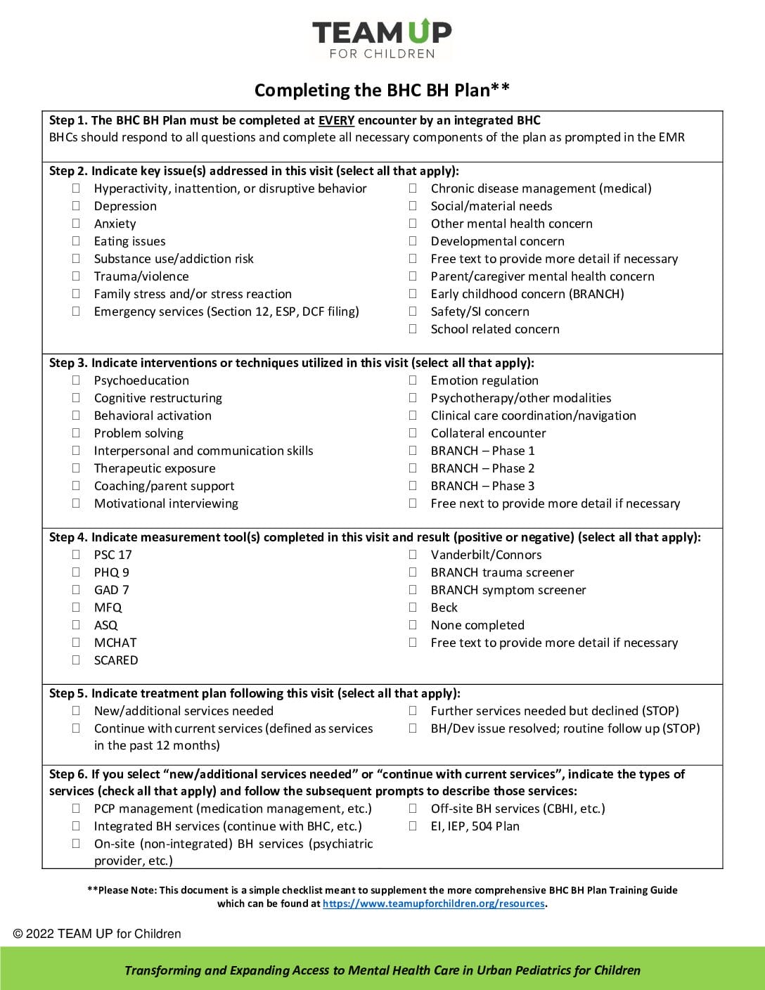 IBH Documentation BHC BH Plan
