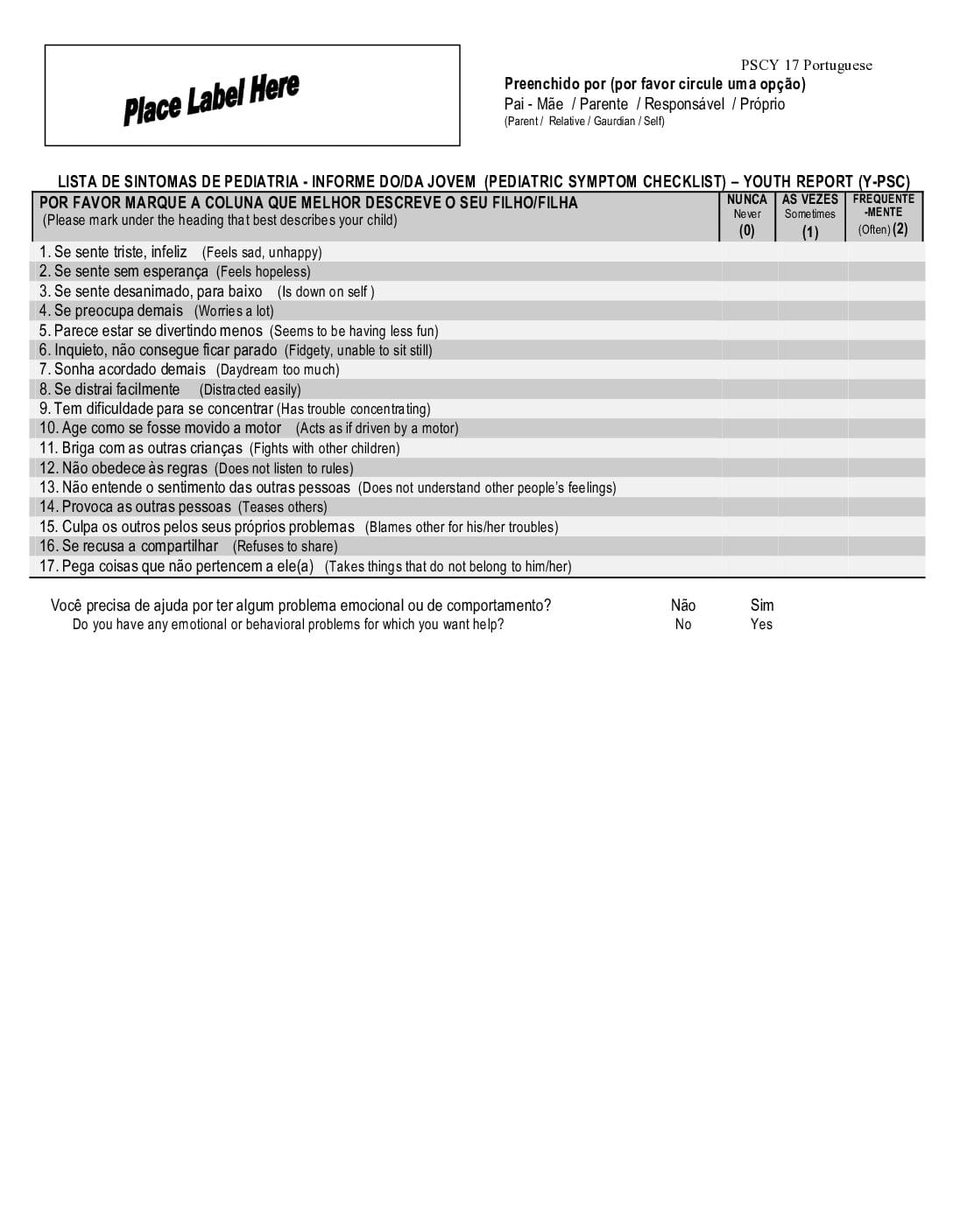 PSC-17-Y Portuguese Bilingual